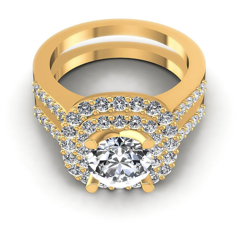 Round Diamonds 1.40CT Halo Ring in 14KT Yellow Gold