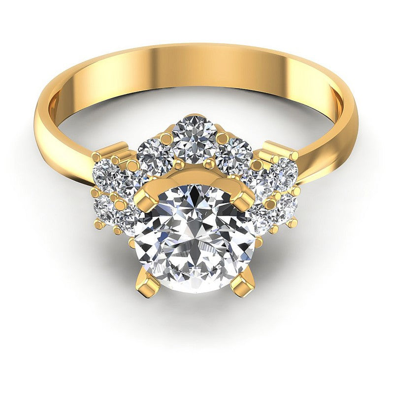 Round Diamonds 1.00CT Halo Ring in 14KT Yellow Gold