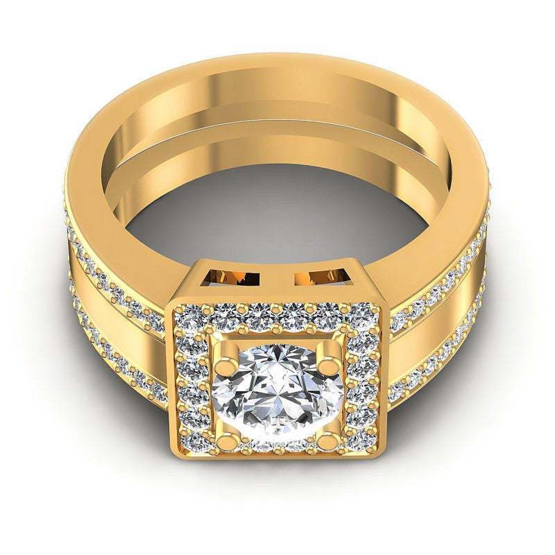 Round Diamonds 1.20CT Halo Ring in 14KT Yellow Gold