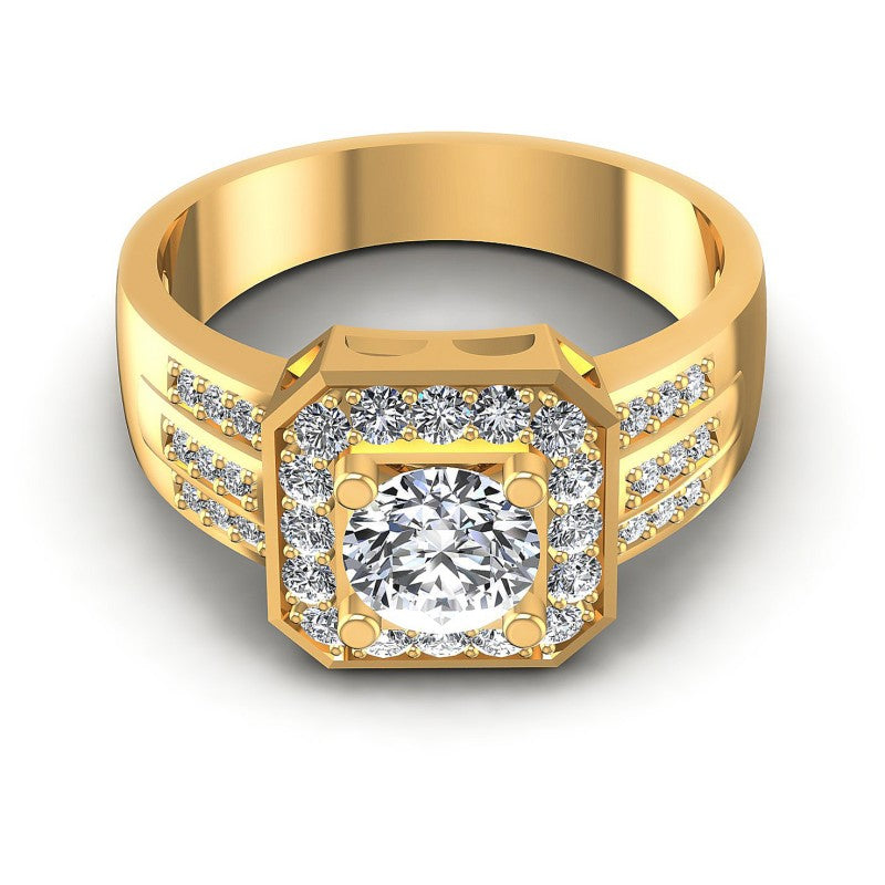 Round Diamonds 0.80CT Halo Ring in 14KT Yellow Gold