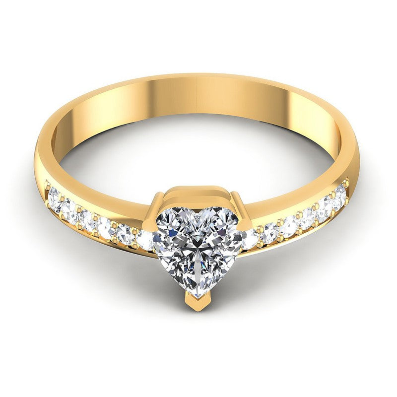 Round and Heart Diamonds 0.55CT Engagement Ring in 14KT Yellow Gold