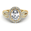 Round and Oval Diamonds 1.55CT Halo Ring in 14KT Yellow Gold
