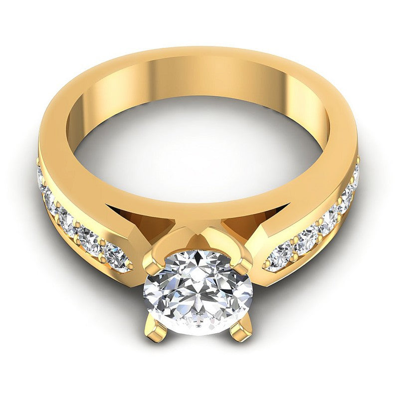 Round Diamonds 0.90CT Engagement Ring in 14KT Yellow Gold