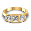 Princess and Round Diamonds 1.10CT Three Stone Ring in 14KT Yellow Gold