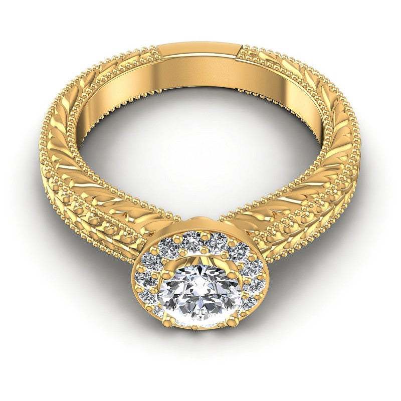 Round Diamonds 0.55CT Antique Ring in 14KT Yellow Gold