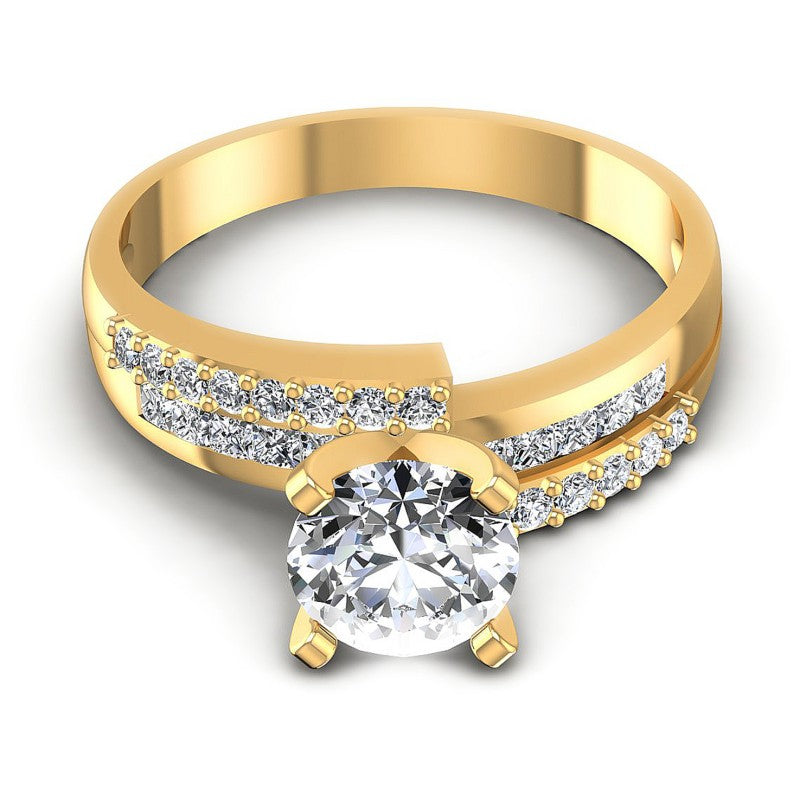 Princess and Round Diamonds 0.95CT Engagement Ring in 14KT Yellow Gold