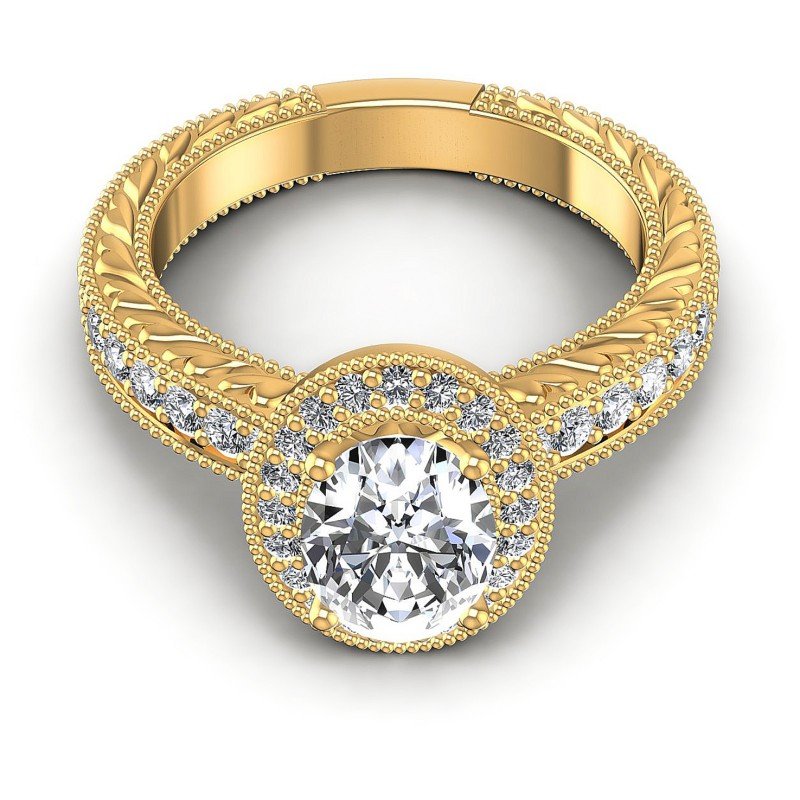 Round Diamonds 0.55CT Antique Ring in 14KT Yellow Gold