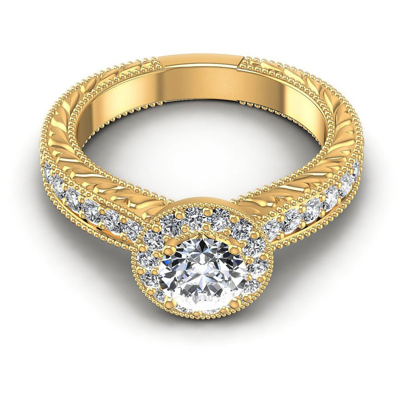 Round Diamonds 0.55CT Antique Ring in 14KT Yellow Gold