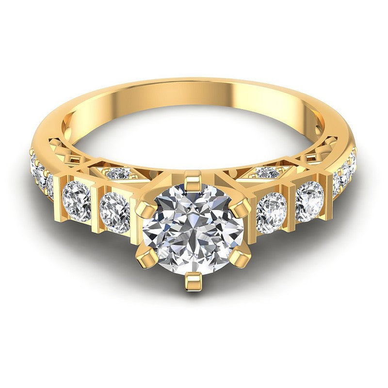 Round Diamonds 0.85CT Engagement Ring in 14KT Yellow Gold