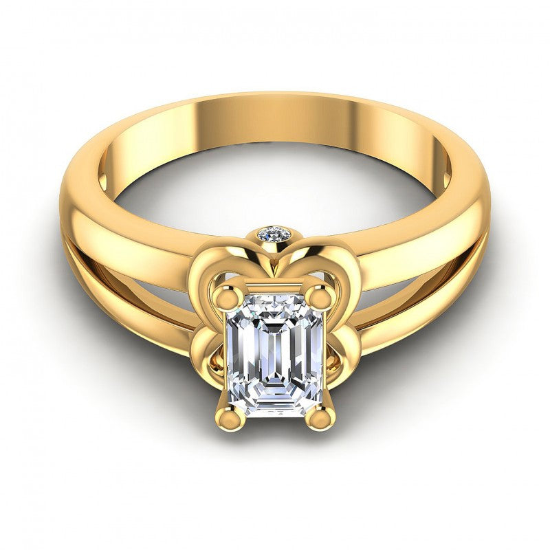 Round and Emerald Diamonds 0.40CT Engagement Ring in 14KT Yellow Gold