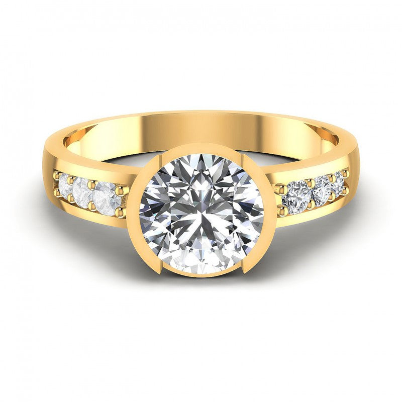 Round Diamonds 1.05CT Engagement Ring in 14KT Yellow Gold