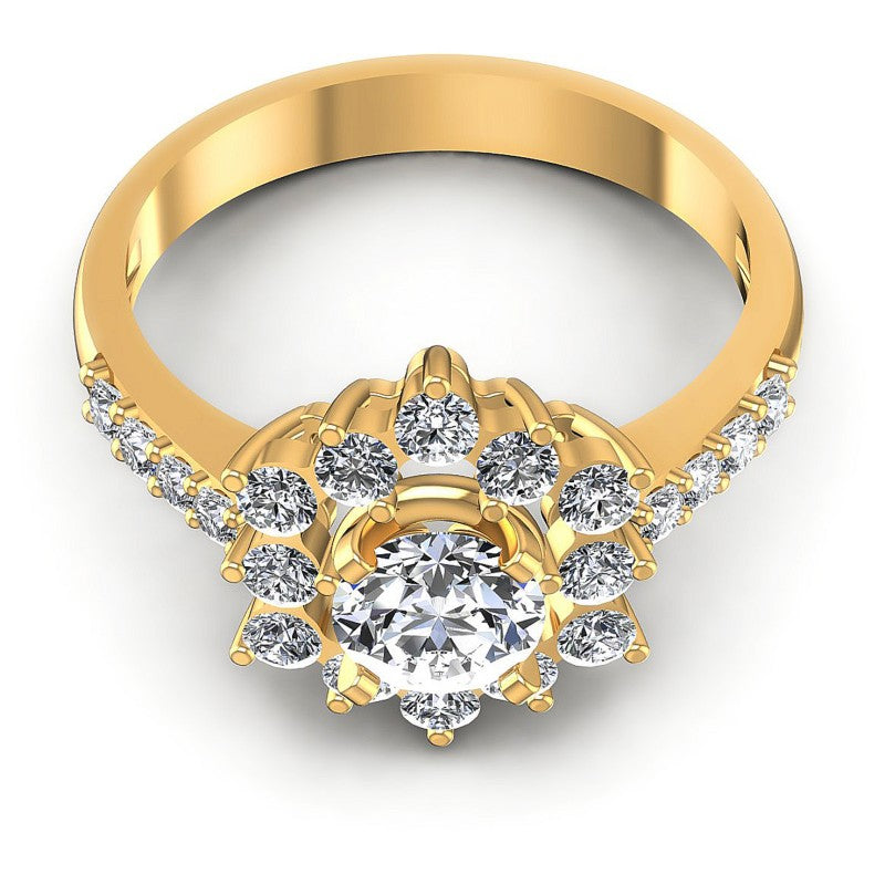 Round Diamonds 0.95CT Halo Ring in 14KT Yellow Gold