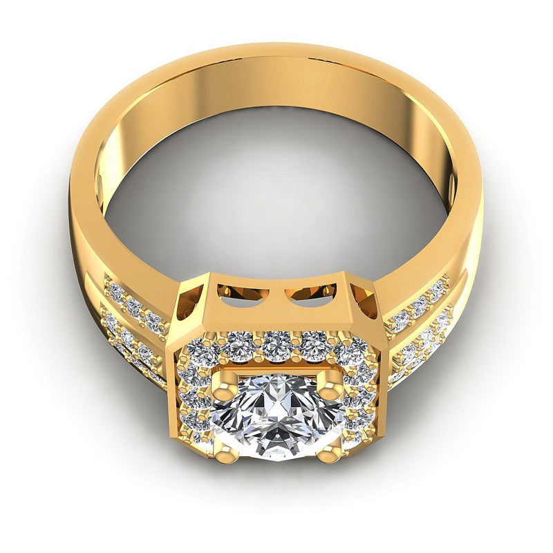 Round Diamonds 0.80CT Halo Ring in 14KT Yellow Gold