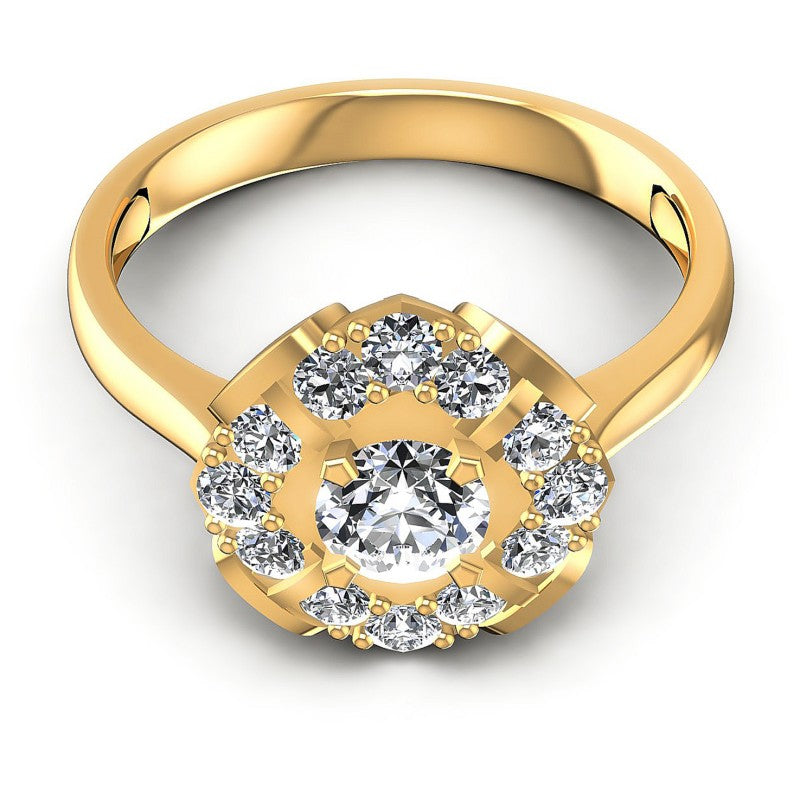Round Diamonds 0.85CT Halo Ring in 14KT Yellow Gold