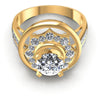 Princess and Round Diamonds 1.35CT Halo Ring in 14KT Yellow Gold