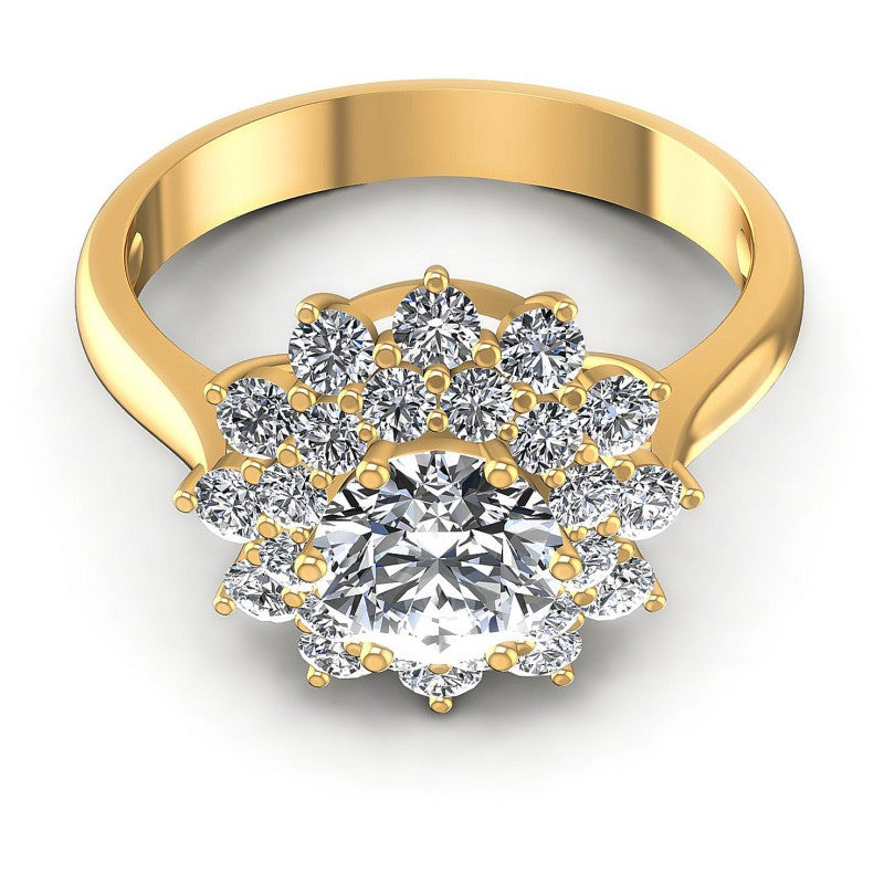 Round Diamonds 1.20CT Halo Ring in 14KT Yellow Gold