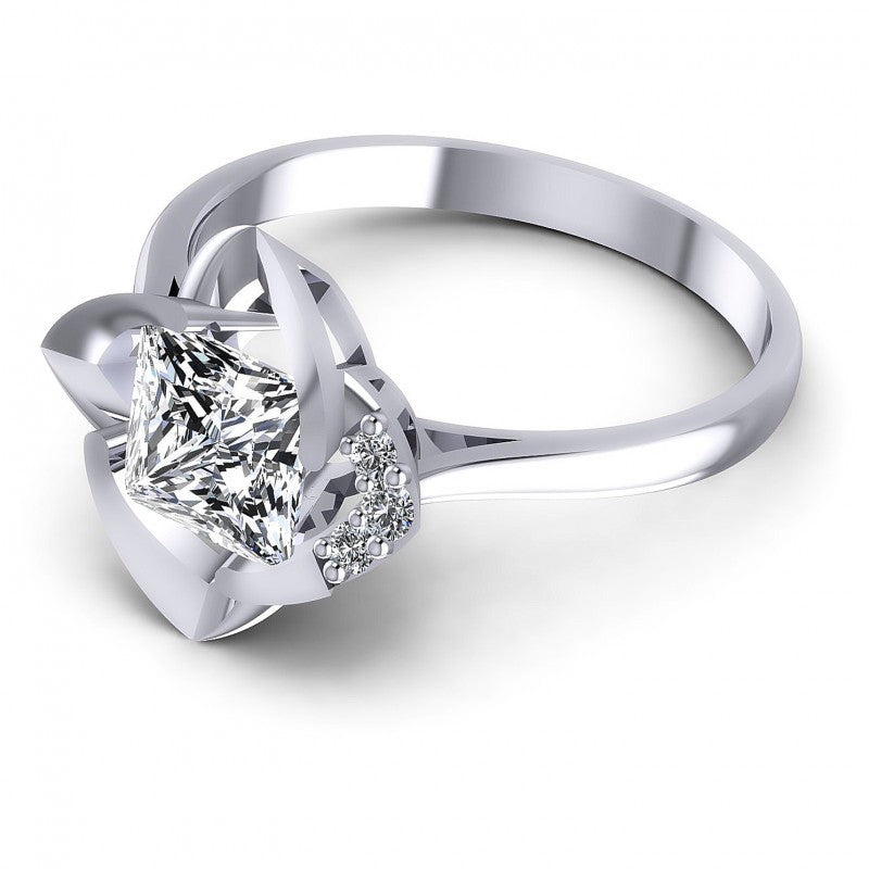 Princess and Round Diamonds 0.45CT Engagement Ring in 14KT Rose Gold
