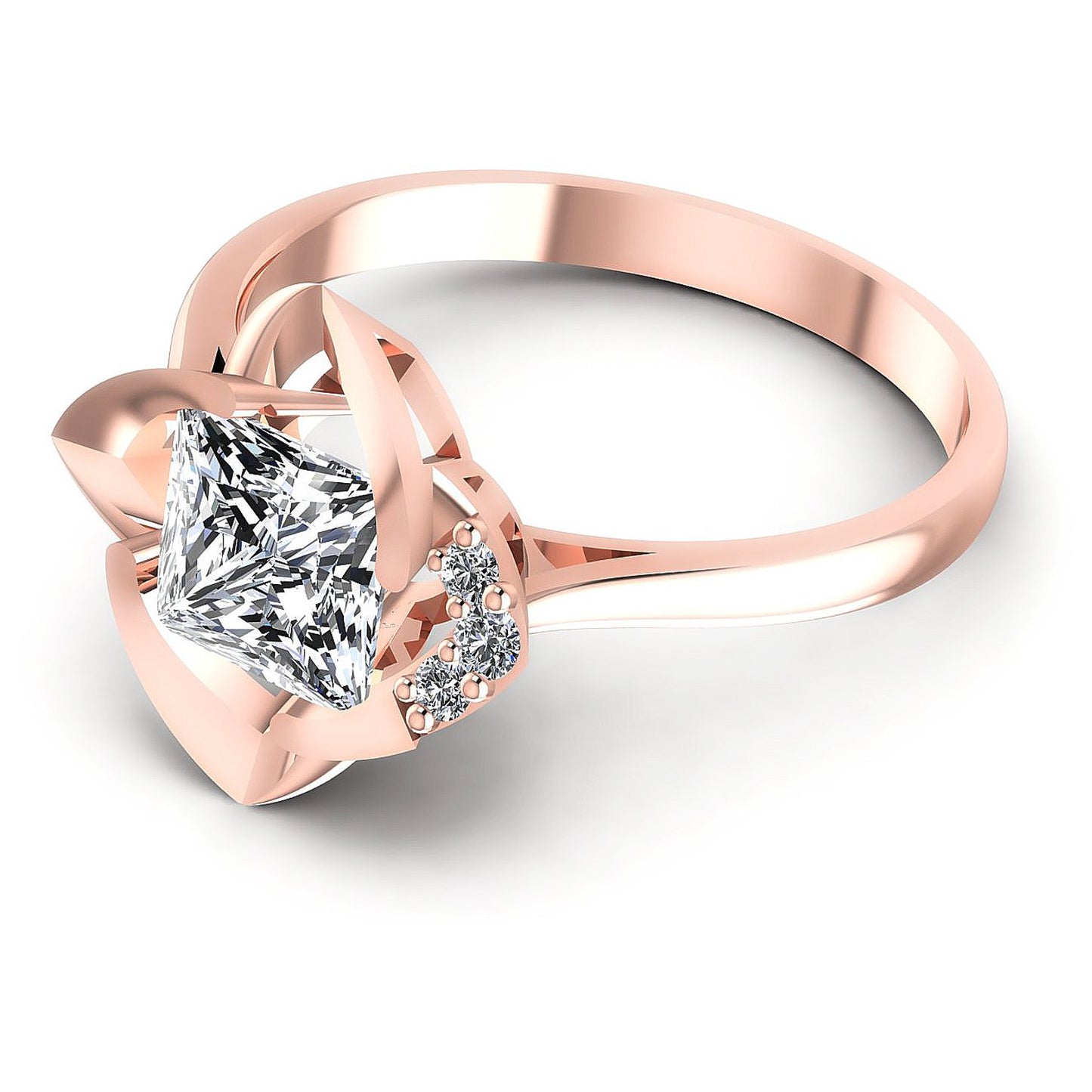 0.45CT Princess And Round  Cut Diamonds Engagement Rings