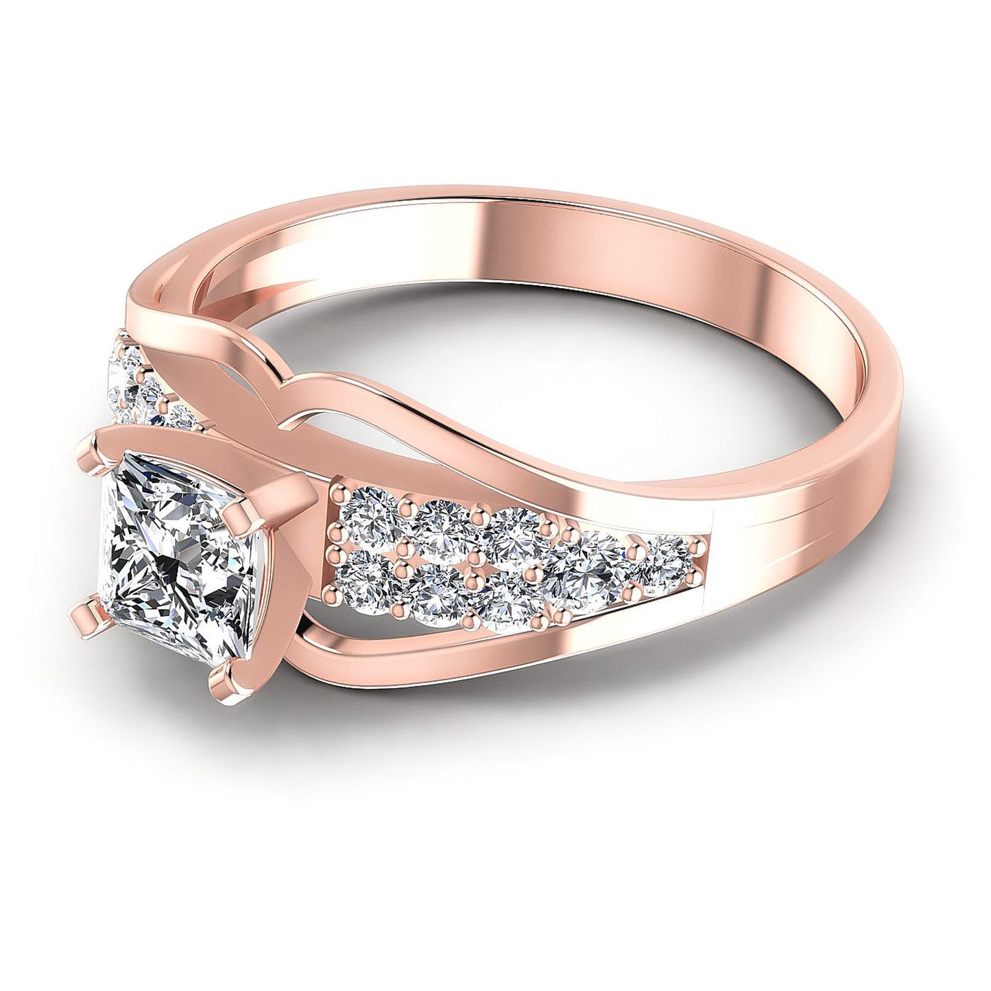 0.70CT Princess And Round  Cut Diamonds Engagement Rings