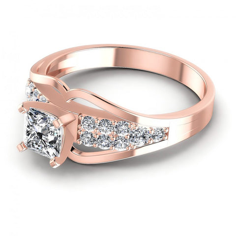 Princess and Round Diamonds 0.70CT Engagement Ring in 18KT Rose Gold