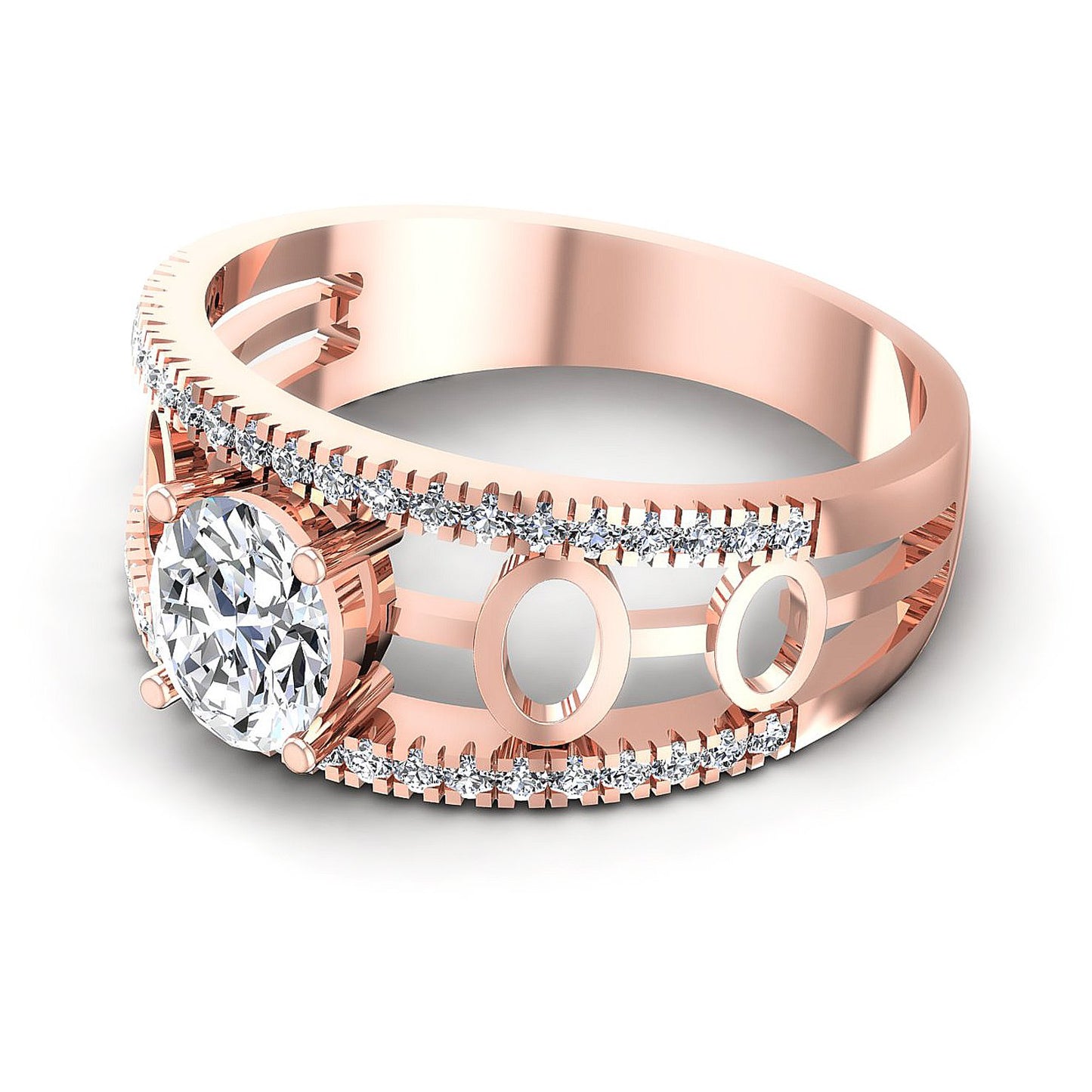 0.65CT Oval And Round  Cut Diamonds Engagement Rings