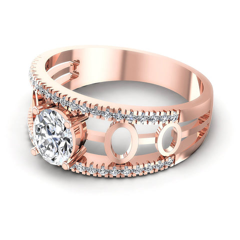 0.65CT Oval And Round  Cut Diamonds Engagement Rings