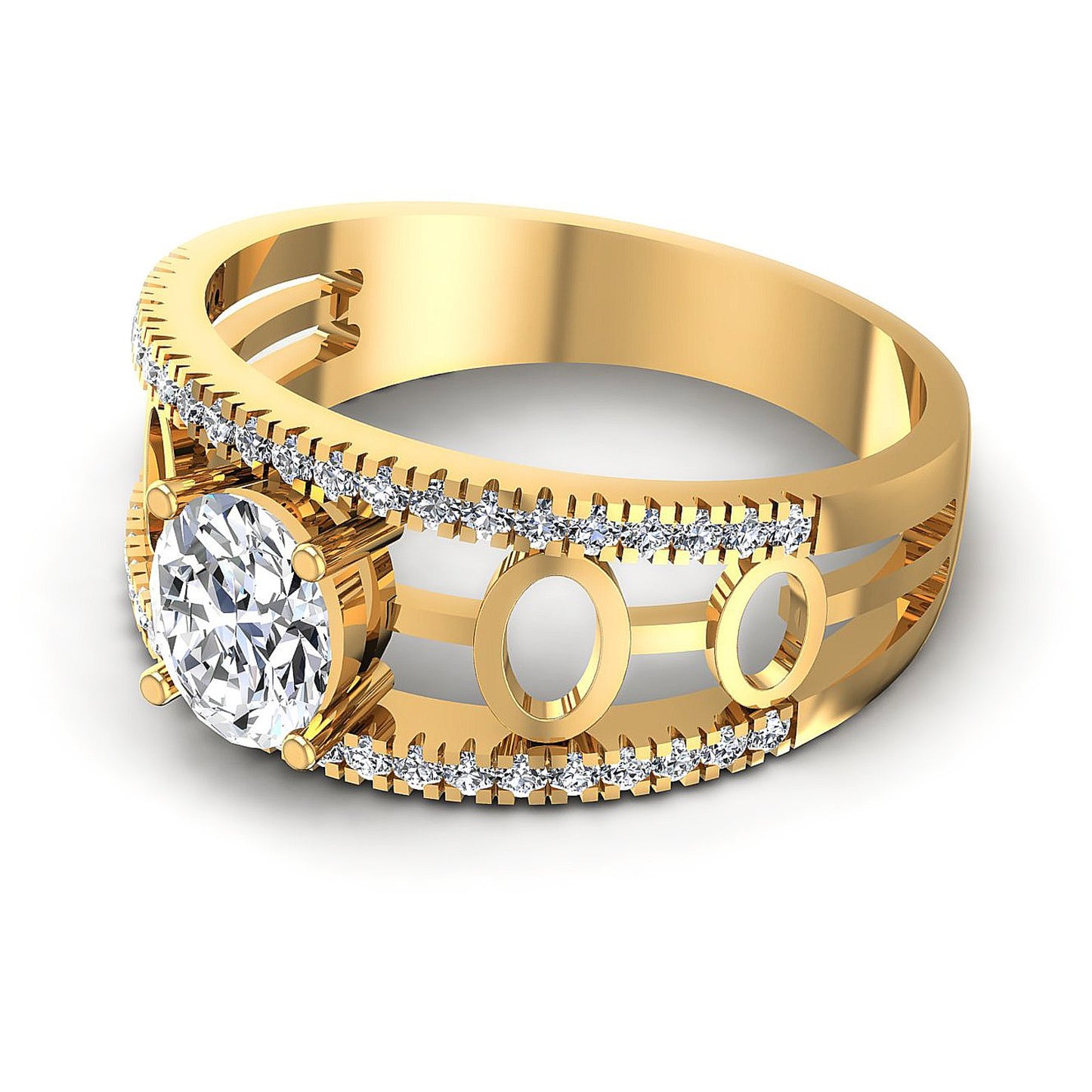 0.65CT Oval And Round  Cut Diamonds Engagement Rings