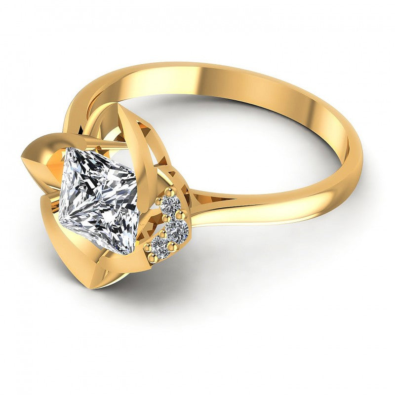 Princess and Round Diamonds 0.45CT Engagement Ring in 14KT Rose Gold