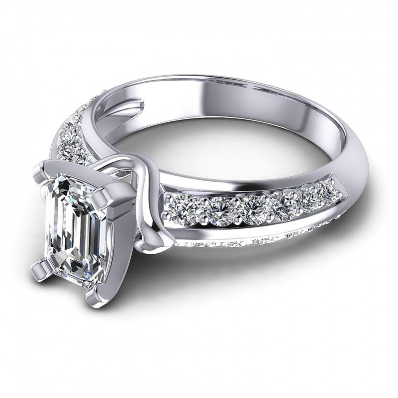 Round and Emerald Diamonds 1.00CT Engagement Ring in 14KT Rose Gold