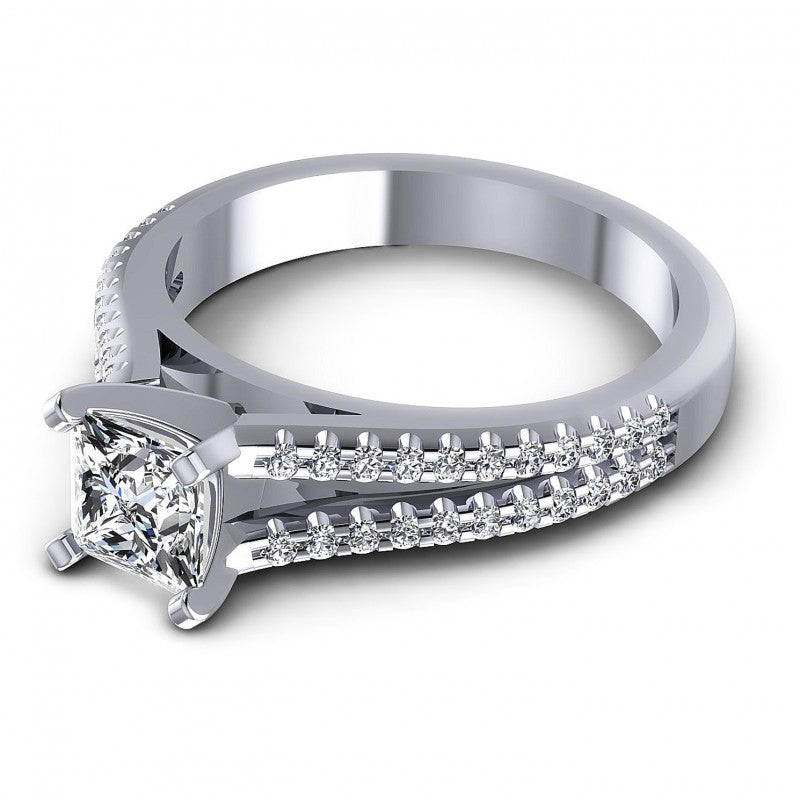 Princess and Round Diamonds 0.75CT Engagement Ring in 14KT Rose Gold