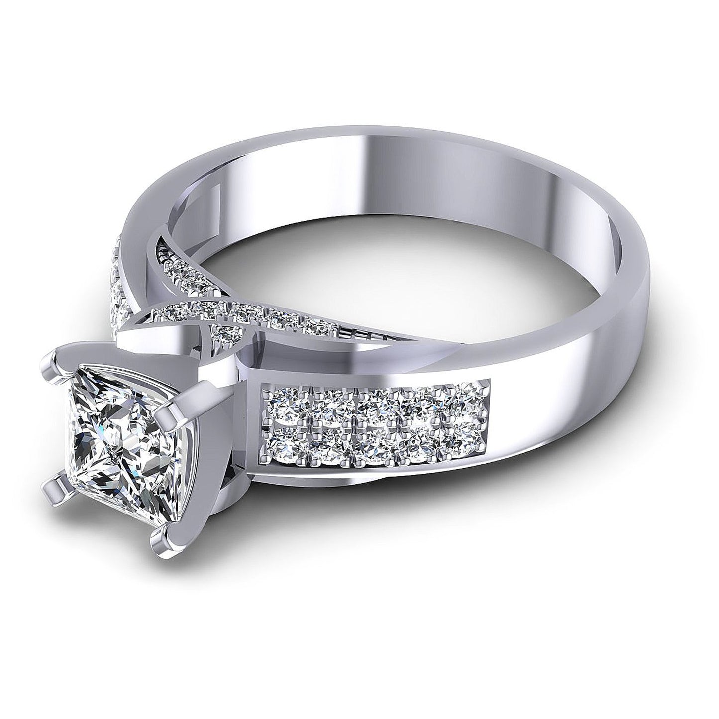 0.85CT Princess And Round  Cut Diamonds Engagement Rings