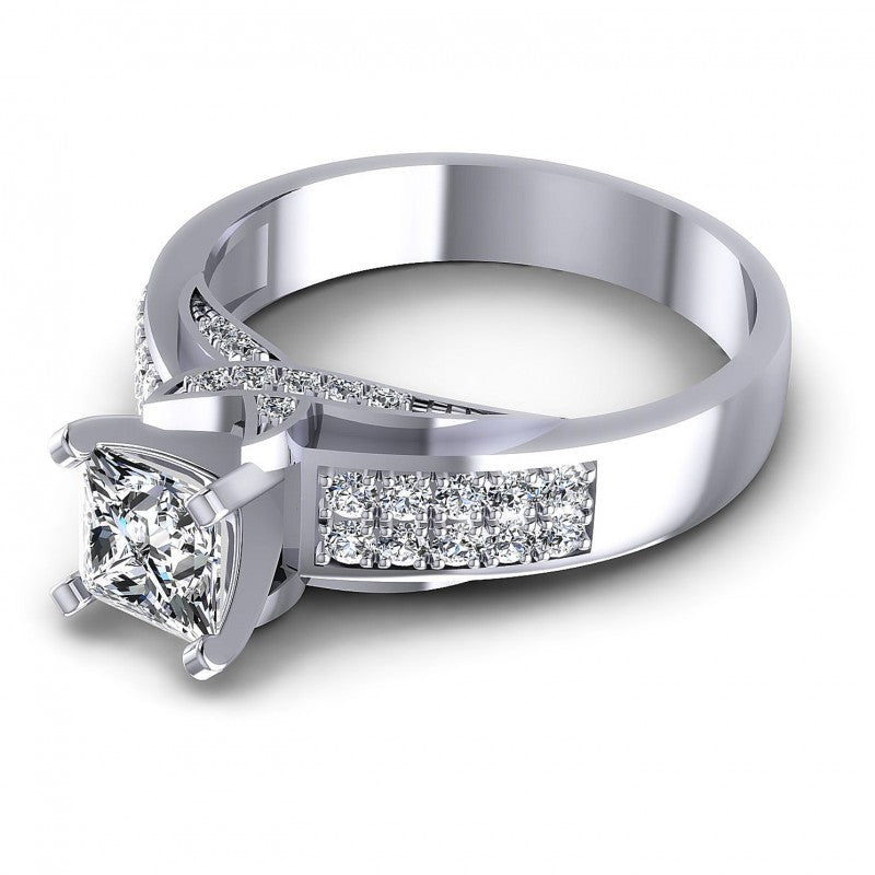 Princess and Round Diamonds 0.85CT Engagement Ring in 14KT Rose Gold