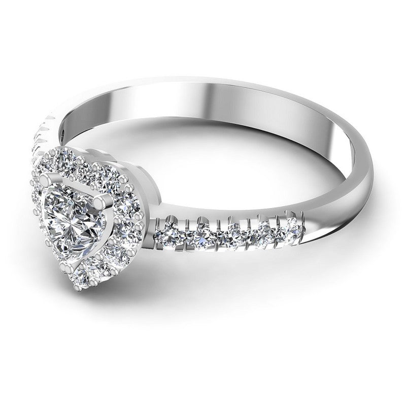 Round and Heart Diamonds 0.80CT Halo Ring in 14KT Rose Gold