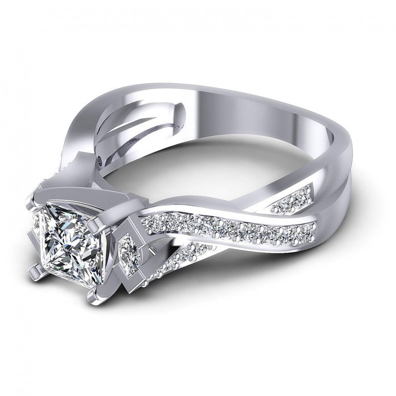 Princess and Round and Marquise Diamonds 0.75CT Engagement Ring in 14KT Rose Gold