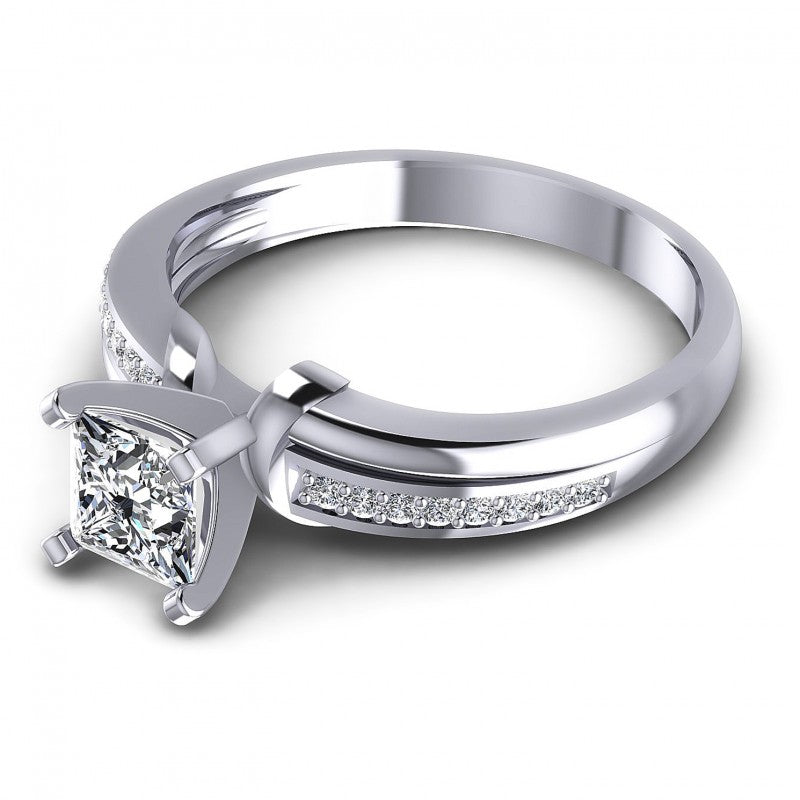 Princess and Round Diamonds 0.45CT Engagement Ring in 14KT Rose Gold