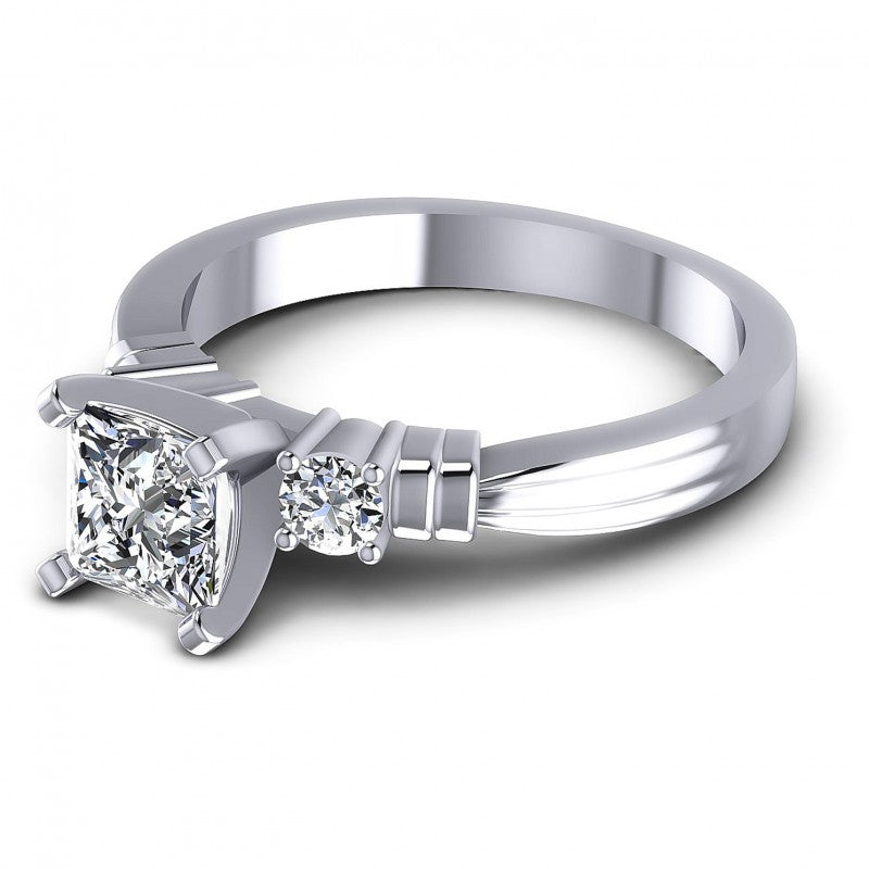 Princess and Round Diamonds 0.55CT Engagement Ring in 14KT Rose Gold