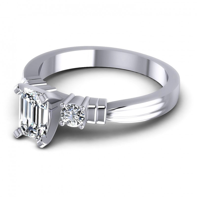 Round and Emerald Diamonds 0.55CT Engagement Ring in 14KT Rose Gold