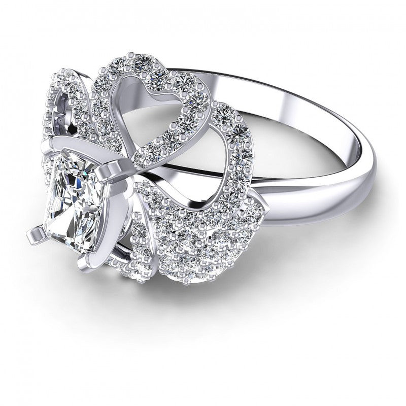 Round and Emerald Diamonds 1.20CT Engagement Ring in 14KT Rose Gold