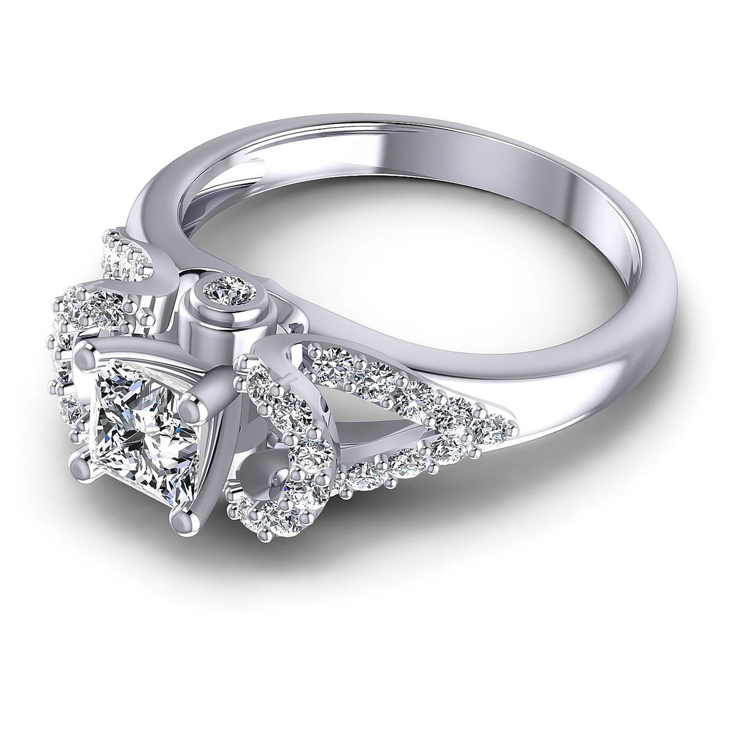 0.80CT Princess And Round  Cut Diamonds Engagement Rings