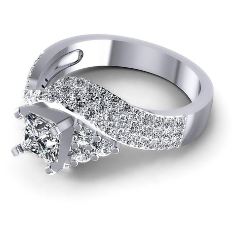 1.10CT Princess And Round  Cut Diamonds Engagement Rings