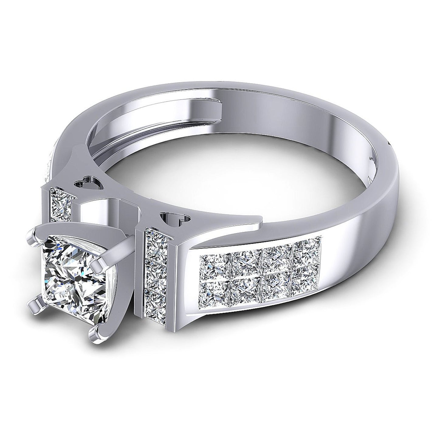 1.15CT Princess  Cut Diamonds Engagement Rings