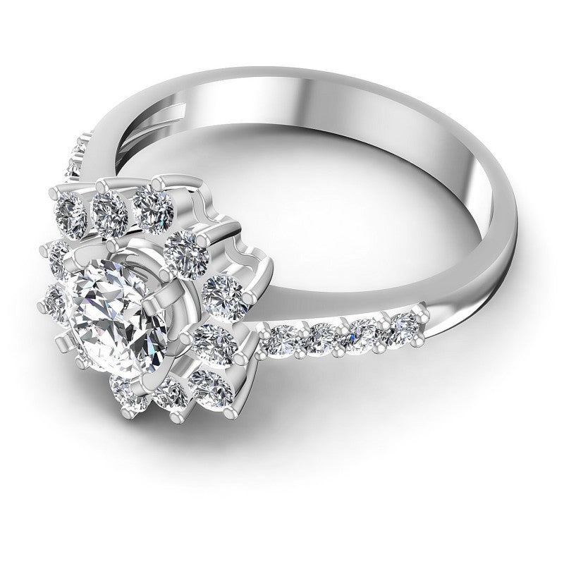 Round Diamonds 0.95CT Halo Ring in 14KT Rose Gold