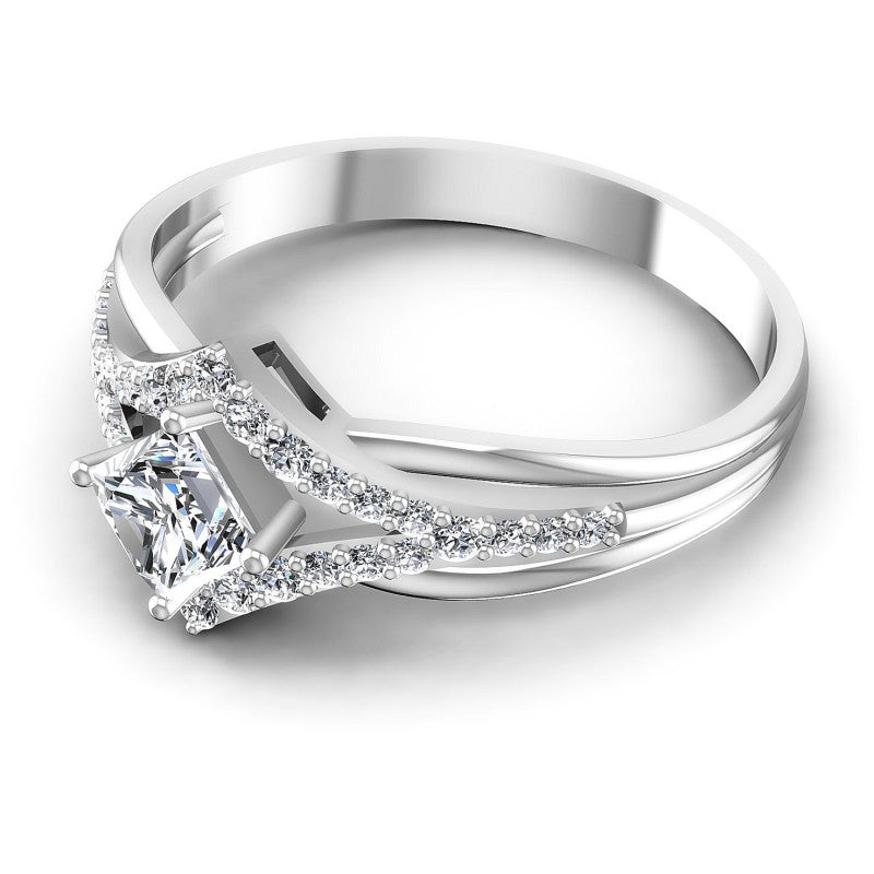 Princess and Round Diamonds 0.60CT Engagement Ring in 14KT Rose Gold