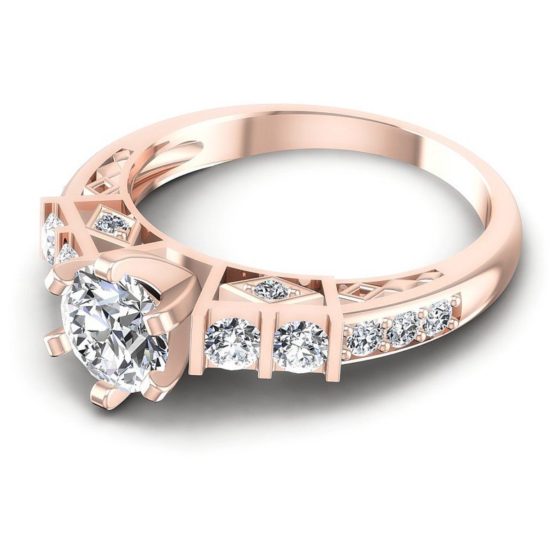 Round Diamonds 0.85CT Engagement Ring in 18KT Rose Gold