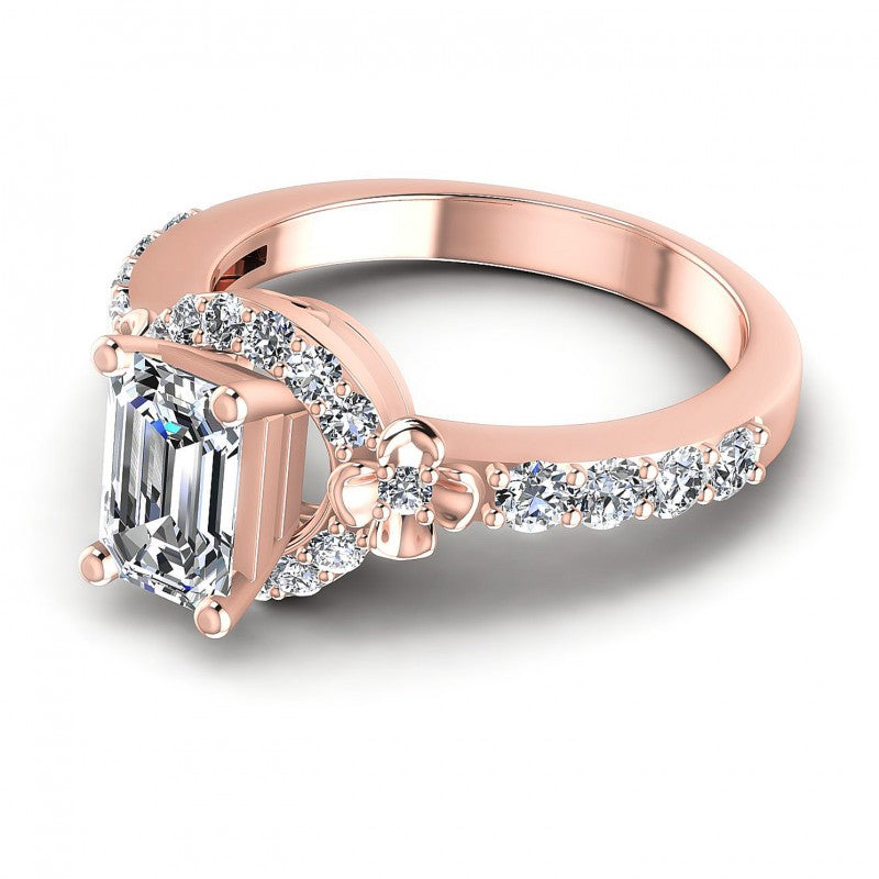 Round and Emerald Diamonds 0.95CT Engagement Ring in 18KT Rose Gold