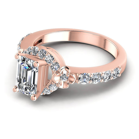 0.95CT Emerald And Round  Cut Diamonds Engagement Rings