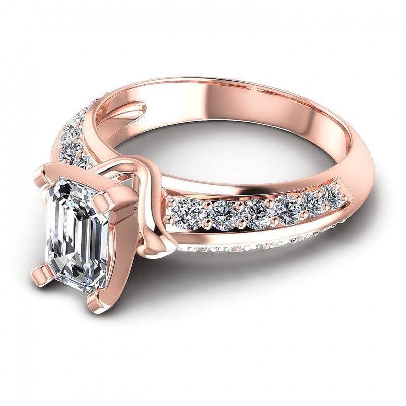 Round and Emerald Diamonds 1.00CT Engagement Ring in 18KT Rose Gold