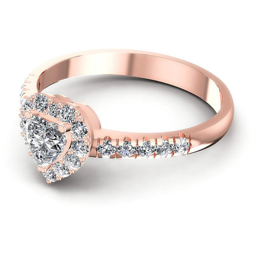 Round and Heart Diamonds 0.80CT Halo Ring in 18KT Rose Gold