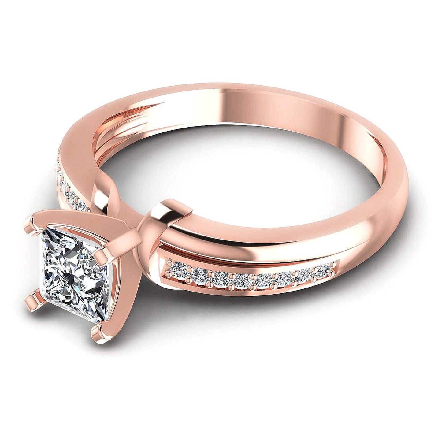 0.45CT Princess And Round  Cut Diamonds Engagement Rings