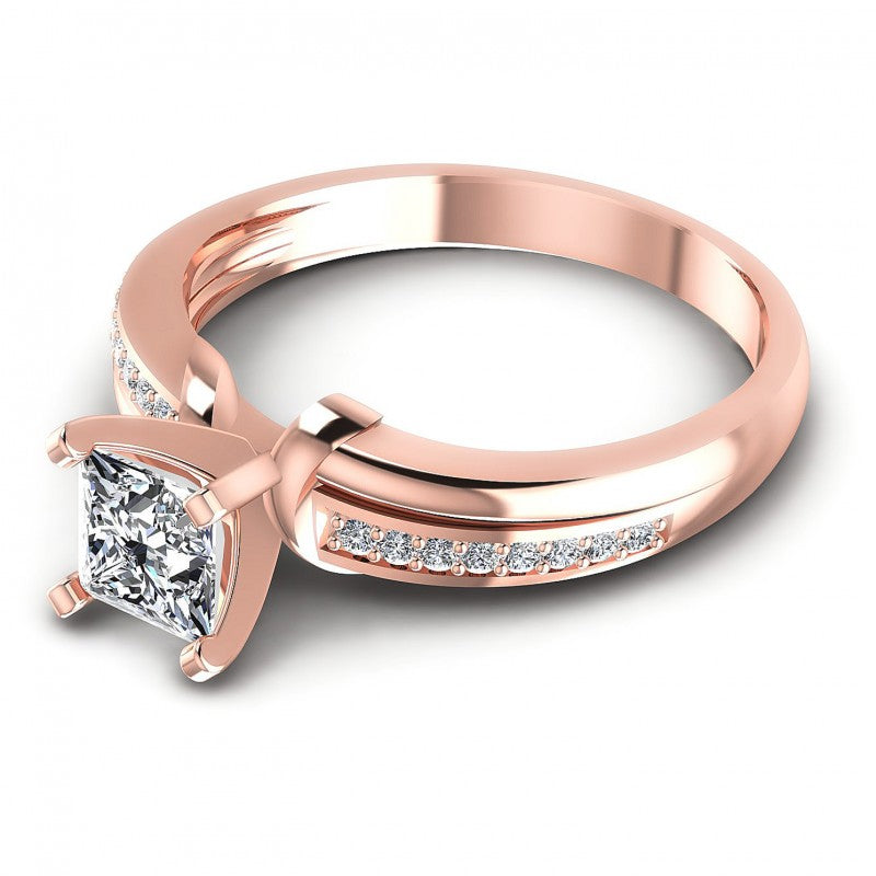 Princess and Round Diamonds 0.45CT Engagement Ring in 18KT Rose Gold